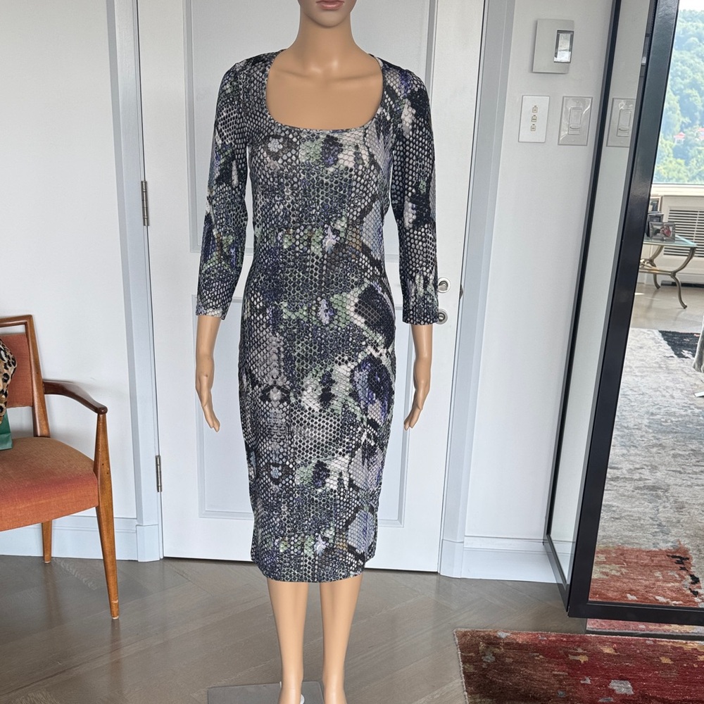 Just Cavalli Black and Gray Long Sleeve Dress